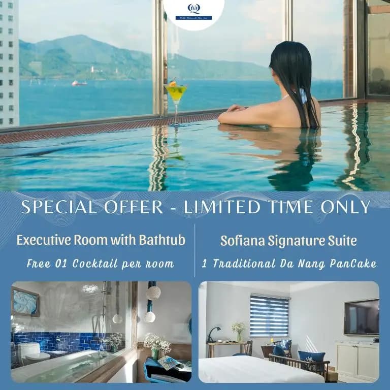 Sofiana My Khe Hotel & Spa - Rooftop Pool Bar - Free 01 Draught Beer and 20-minute Spa per Room